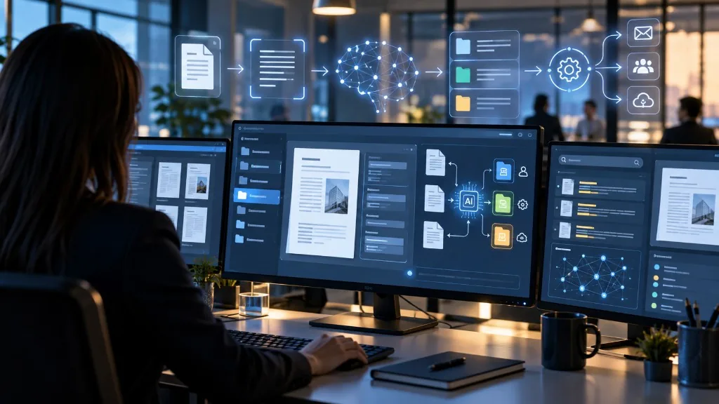 Ilustrație pentru articolul „Inteligența Artificială într-un Document Management System: de la arhivarea documentelor la înțelegerea informației”